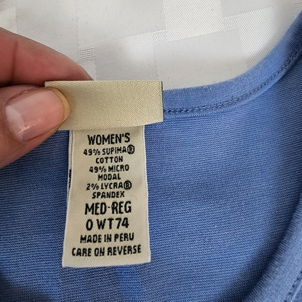 L.L.Bean Blue Round Neck Long Sleeve Open Cotton Women's Cardigan Size M
